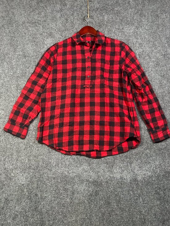 Madewell Tops - Madewell Top Womens Small Flannel Popover in Buffalo Check Red Black Pocket